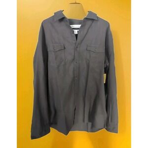 NWT Amazon‎ Essentials Regular Fit Long Sleeve Button Down Shirt Grey Size L